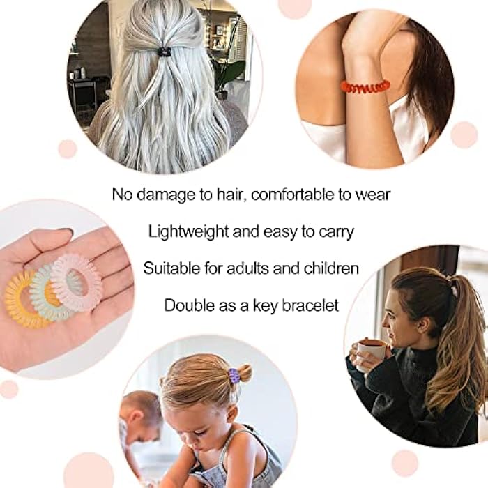 JessLab Spiral Hair Ties, 20 Pcs Traceless Phone Cord Hair Ties No Crease Spiral Bracelet Plastic Coil Ponytail Holders No-Damage Headband Hair Accessory for Girls Women Ladies Gift, Transparent Matte - Image 5